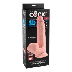KING COCK PLUS - REALISTISCHER DILDO MIT DREIFACHDICHTE UND SCHWINGENDEN HODEN, 30 CM, FLEISCH