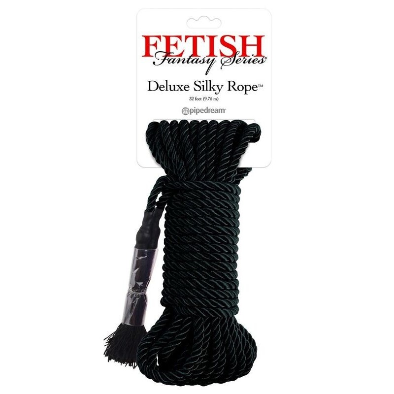 FETISH FANTASY SERIES - BLACK DELUXE SILK ROPE 9.75 M