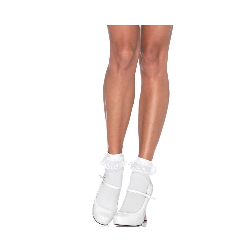 LEG AVENUE - CHAUSSETTES VOLANTS EN DENTELLE BLANCHE