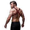 FETISH SUBMISSIVE ATTITUDE - HARNAIS DE POITRINE BULLDOG EN CUIR ÉCOLOGIQUE NOIR/ROUGE HOMME