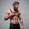 FETISH SUBMISSIVE ATTITUDE - HARNAIS DE POITRINE BULLDOG EN CUIR ÉCOLOGIQUE NOIR/ROUGE HOMME