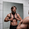 FETISH SUBMISSIVE ATTITUDE - IMBRACATURA PER IL PETTO CON COLLARE REGOLABILE ECOPELLE UOMO