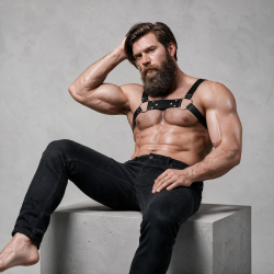 FETISH SUBMISSIVE ATTITUDE - BULLDOG-BRUSTGESCHIRR ÖKO-LEDER HERREN GRÖSSE M/L