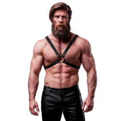 FETISH SUBMISSIVE ATTITUDE - ECO LEATHER CROSSED CHEST STRAP HARNESS MEN