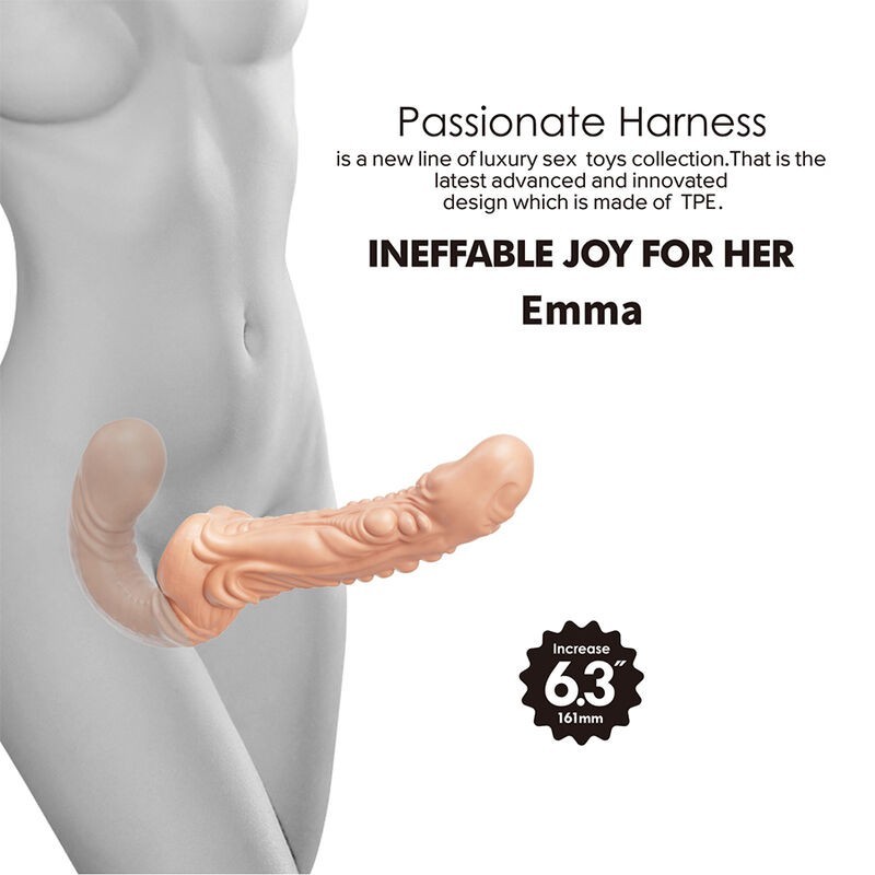 BAILE - EMMA STRAP-ON CARNE CON DOPPIA PENETRAZIONE TESTURIZZATA