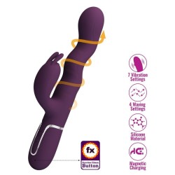 PRETTY LOVE - VIBRATORE A FORMA DI CONIGLIO LOURSEN CON MOVIMENTO DI SPINTA E 7 VIBRAZIONI, RICARICABILE TRAMITE USB, VIOLA