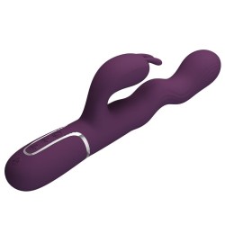 PRETTY LOVE - VIBRATORE A FORMA DI CONIGLIO LOURSEN CON MOVIMENTO DI SPINTA E 7 VIBRAZIONI, RICARICABILE TRAMITE USB, VIOLA
