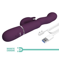 PRETTY LOVE - VIBRATORE A FORMA DI CONIGLIO LOURSEN CON MOVIMENTO DI SPINTA E 7 VIBRAZIONI, RICARICABILE TRAMITE USB, VIOLA