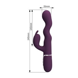PRETTY LOVE - VIBRATORE A FORMA DI CONIGLIO LOURSEN CON MOVIMENTO DI SPINTA E 7 VIBRAZIONI, RICARICABILE TRAMITE USB, VIOLA