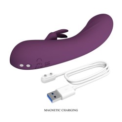 PRETTY LOVE - VIBRATORE A FORMA DI CONIGLIO RICARICABILE LANDYN, 10 FUNZIONI, VIOLA
