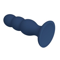 MR PLAY - PLUG ANAL COM BOLINHAS DE METAL E VENTOSA AZUL