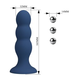 MR PLAY - PLUG ANAL COM BOLINHAS DE METAL E VENTOSA AZUL