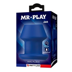MR PLAY - JACK BLEU PLUG ANAL CREUX EN SILICONE, TAILLE M