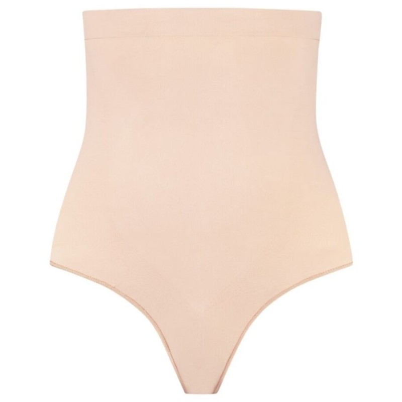 BYE-BRA - SOFT TOUCH SEAMLESS HIGH WAIST THONG BEIGE SIZE M