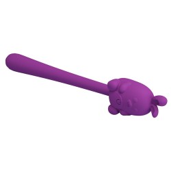 PRETTY LOVE - BASTÃO VIBRADOR FLEXÍVEL COM COELHINHO FOFO, RECARREGÁVEL VIA USB, ROXO