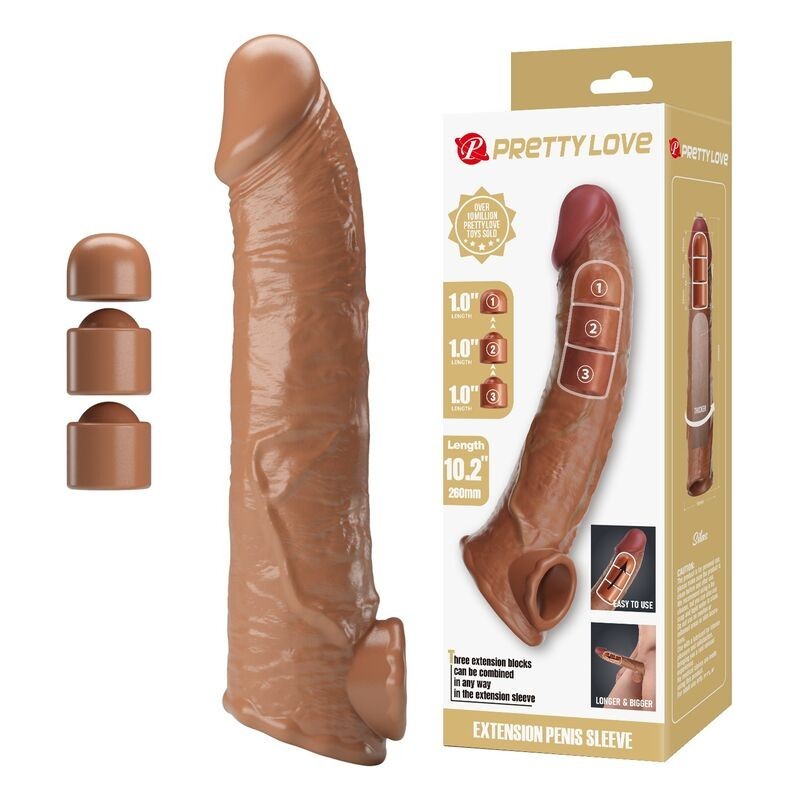 PRETTY LOVE - MANCHON D'EXTENSION PÉNIENNE AJUSTABLE 26 CM Ø 4 CM NATUREL
