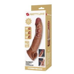PRETTY LOVE - MANCHON D'EXTENSION PÉNIENNE AJUSTABLE 26 CM Ø 4 CM NATUREL
