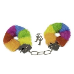 SPENCER & FLEETWOOD - RAINBOW LINED METAL HANDCUFFS
