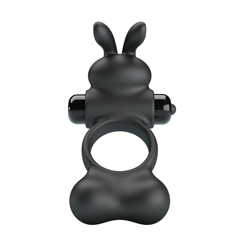 PRETTY LOVE - ANNEAU VIBRANT POUR PÉNIS AVEC STIMULATEUR LAPIN, 10 FONCTIONS, NOIR