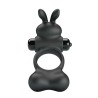 PRETTY LOVE - ANELLO PER PENE VIBRANTE CON STIMOLATORE A FORMA DI CONIGLIETTO, 10 FUNZIONI, NERO