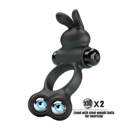 PRETTY LOVE – VIBRIERENDER PENISRING MIT HASE-STIMULATOR, 10 FUNKTIONEN, SCHWARZ