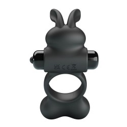 PRETTY LOVE - VIBRATING PENIS RING WITH BUNNY STIMULATOR 10 FUNCTIONS BLACK