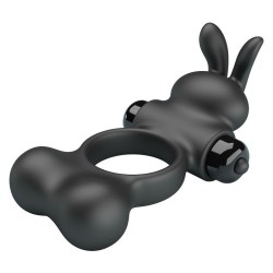 PRETTY LOVE - VIBRATING PENIS RING WITH BUNNY STIMULATOR 10 FUNCTIONS BLACK