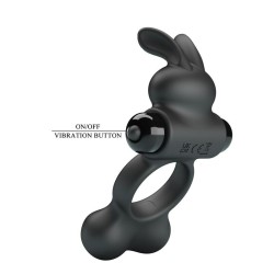 PRETTY LOVE – VIBRIERENDER PENISRING MIT HASE-STIMULATOR, 10 FUNKTIONEN, SCHWARZ