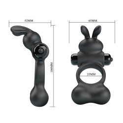 PRETTY LOVE - VIBRATING PENIS RING WITH BUNNY STIMULATOR 10 FUNCTIONS BLACK