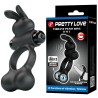 PRETTY LOVE - VIBRATING PENIS RING WITH BUNNY STIMULATOR 10 FUNCTIONS BLACK