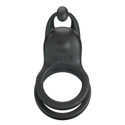 PRETTY LOVE - GOODWIN RECHARGEABLE DOUBLE VIBRATING COCK RING BLACK