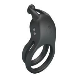 PRETTY LOVE - GOODWIN RECHARGEABLE DOUBLE VIBRATING COCK RING BLACK