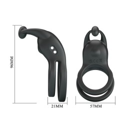 PRETTY LOVE - GOODWIN RECHARGEABLE DOUBLE VIBRATING COCK RING BLACK