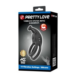 PRETTY LOVE - GOODWIN ANELLO PER PENE DOPPIO VIBRANTE RICARICABILE NERO