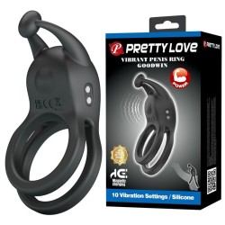 PRETTY LOVE - GOODWIN ANELLO PER PENE DOPPIO VIBRANTE RICARICABILE NERO