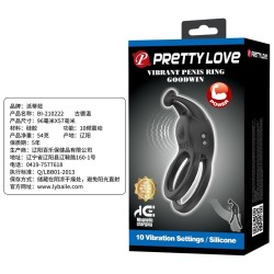 PRETTY LOVE - GOODWIN ANELLO PER PENE DOPPIO VIBRANTE RICARICABILE NERO