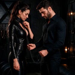 FETISH SUBMISSIVE - HALSBAND MIT LEINE MIT NEOPRENFUTTER