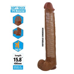 PRETTY LOVE - PAT REALISTIC FLEXIBLE DILDO WITH SUCTION CUP 40 CM -Ø- 6 CM BROWN