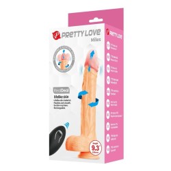 PRETTY LOVE - DILDO VIBRANTE ROTANTE E SPINTA MILES CON TELECOMANDO 23,5 CM Ø 4,8 CM NATURALE
