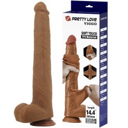PRETTY LOVE - VIGGO DILDO REALISTICO MORBIDO AL TOCCO DELLA PELLE, 36,5 CM MARRONE