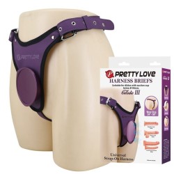 PRETTY LOVE - CALCINHA COM ARNÊS UNIVERSAL ROXA E PRETA