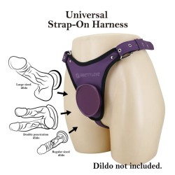 PRETTY LOVE - SLIP UNIVERSALI CON IMBRACATURA STRAP-ON VIOLA E NERO