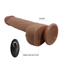 PRETTY LOVE - TOMMY REALISTIC THRUSTING VIBRATOR WITH REMOTE CONTROL DARK BROWN