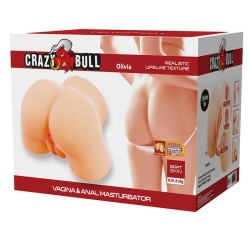 CRAZY BULL - OLIVIA MASTURBADOR VIBRATÓRIO DUPLO VAGINAL E ANAL CARNE