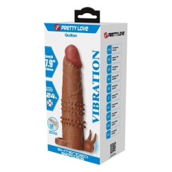 PRETTY LOVE - MANICOTTO VIBRANTE PER PENE QUILLON 20 CM Ø 4 CM MARRONE