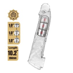 PRETTY LOVE - ADJUSTABLE PENIS EXTENSION SLEEVE 26 CM Ø 4 CM TRANSPARENT