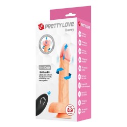 PRETTY LOVE - DAVEY DILDO VIBRANTE CON SPINTA E ROTAZIONE, TELECOMANDO, 22,5 CM Ø 4,8 CM NATURALE