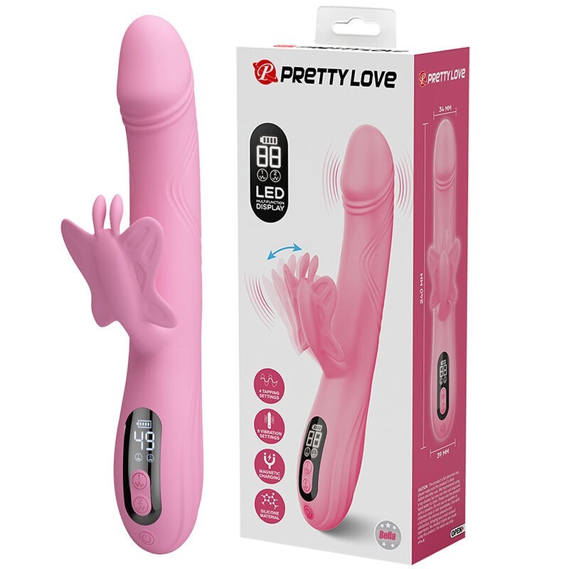 PRETTY LOVE - VIBRATEUR BELLA RABBIT AVEC STIMULATION PAPILLON ET LED ROSE