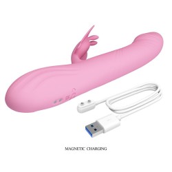 PRETTY LOVE - BELLA RABBIT VIBRATOR WITH BUTTERFLY STIMULATION AND LED PINK