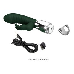 PRETTY LOVE - VIBRATORE A FORMA DI CONIGLIO NAUGHTY BUNNY, 30 FUNZIONI, RICARICABILE TRAMITE USB, VERDE
